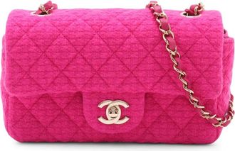 Chanel 2021-2025 Mini Rectangular Classic Tweed Single Flap crossbody bag - Rosa
