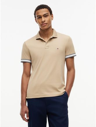 Tommy Hilfiger Mens Slim Fit Smooth Cotton Polo - Beige - L