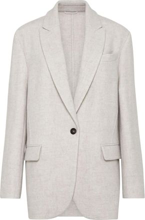 Brunello Cucinelli Monili-embellished blazer - women - Cashmere/Cotton - 38 - White