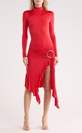 Desigual Draped Long Sleeve Maxi Dress in Bright Red at Nordstrom Rack, Size X-Large