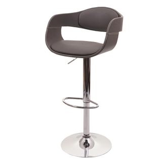 Hhg Hhg - Taburete De Bar 637b, Silla De Bar Taburete De Barra, Dise&ntilde;o Retro, Imitaci&oacute;n Madera Cuero, Gris Mate