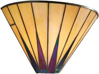 Loops Tiffany Glass LED Wall Light - Geometric Design - Matt Black Finish - Dimmable