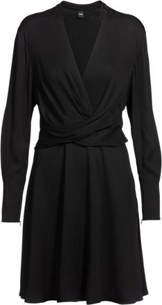 BOSS Wrap-front dress with stand collar