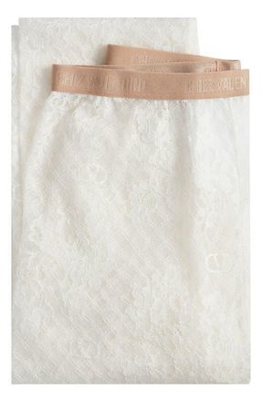 Valentino Garavani Chez Valentino Sheer Floral Lace Tights in A03 Avorio at Nordstrom, Size Large