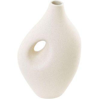 Beliani Beliani - Florero De Porcelana Blanco Crema 32 Cm Hecho A Mano Accesorio Moderno Komotini