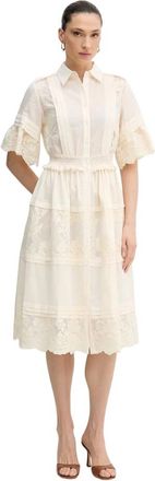 Silvian Heach Fisia Mini Jurk - Dames - Shirt Kleedjes - Beige - M - Katoen - Kleedjes