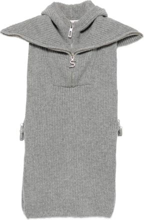 Sportmax Spxvernice 056F 003 Gilet - Dames - Bodywarmers - Grijs - XS - Leer - Jassen