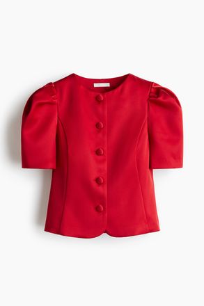 H&M Bluse mit Puff&auml;rmeln - Rot
