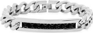 Steeltime Inlaid Crystal ID Bracelet in Metallic at Nordstrom Rack