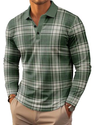 Generic Mens Long Sleeve Polo Shirts Print Casual Vintage Classic Golf Shirt (UK, Alpha, 3XL, Regular, Regular, 3)