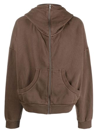 Entire studios high-neck zip-fastening hoodie - Brown