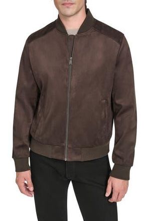 Cole Haan Faux Suede Bomber Jacket in Dark Chocolate at Nordstrom Rack, Size Xx-Large