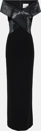 Roland Mouret Off-shoulder cady and velvet gown