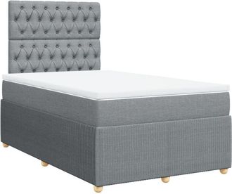 vidaXL Vidaxl - Cama Box Spring Con Colch&oacute;n Tela Gris Claro 120x200 Cm