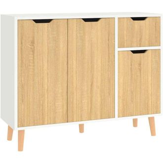 vidaXL Credenza Bianca e Rovere Sonoma 90x30x72cm in Legno Multistrato - Vidaxl