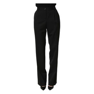 Dolce & Gabbana High Waist Straight Trousers - female - Dolce & Gabbana - Wide Trousers - Black - S - Trousers