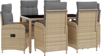 vidaXL Juego De Comedor Para Exteriores 7 Uds. Beige Y Gris Claro Vidaxl