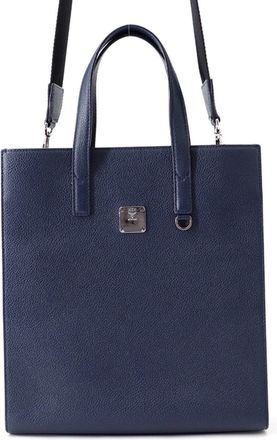 MCM Mcm Navy Leather Handbag Tote Bag (Pre-Owned)