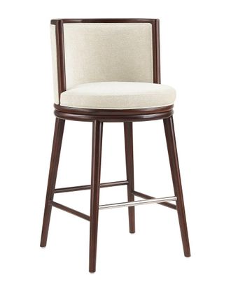 Manhattan Comfort Evalyn Textured Chenille Barstool With Beech Wood Legs