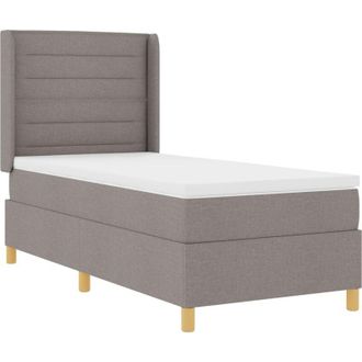 vidaXL Box Spring Bed with Mattress & LED Taupe 90x200 cm Fabric vidaXL