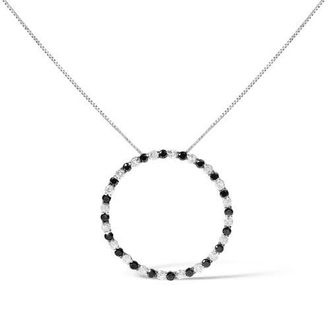House of Brilliance Silver 2.0 Cttw Diamond Open Hoop Circle Pendant Necklace in White at Nordstrom