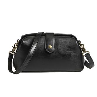 Generic Vintage Solid-Color PU Crossbody Bag for Women, Large Capacity Wear-Resistant Messenger Handbag for Daily Use and Gifts (Black)