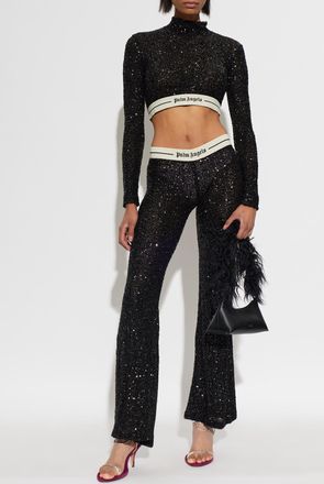 Palm Angels Sequin Trousers, Womens, Black