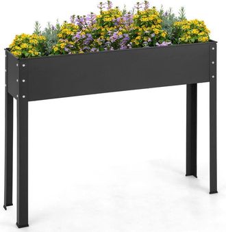 Costway Costway - Letto Rialzato da Giardino da Esterno ed Interno, Fioriera Elevata con Gambe, Foro di Drenaggio, Aiula Rialzata in Metallo per Fiori, Erbe