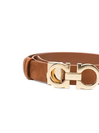 Ferragamo Gancini Buckle Leather Belt - tan