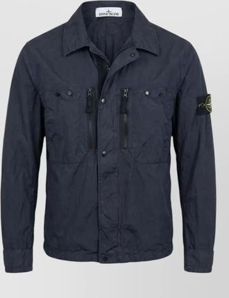 Stone Island overshirt jacket point collar zip pockets