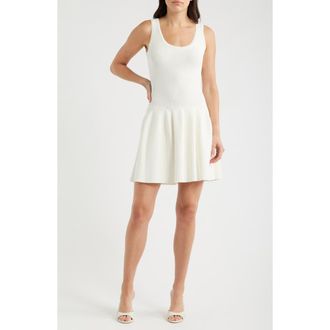 Milly Marea Sleeveless Fit & Flare Sweater Dress in Ecru at Nordstrom, Size X-Large