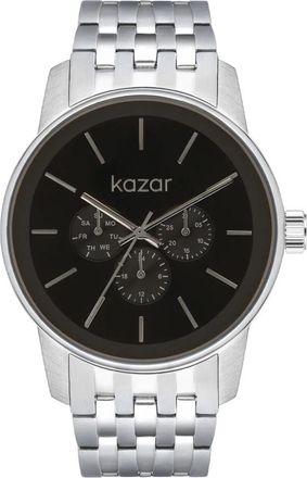 Kazar Klassiek zilveren en zwart armbandhorloge - Heren - Horloges - Zwart - ONE Size - Accessoires