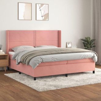 vidaXL Cama Box Spring Con Colch&oacute;n Terciopelo Rosa 200x200 Cm Vidaxl