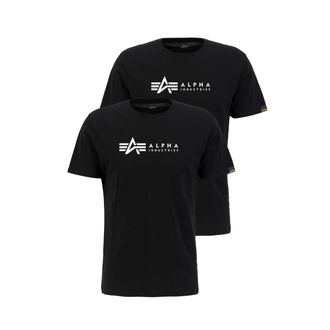 Alpha Industries Rundhalsshirt ALPHA INDUSTRIES Label T 2 Pack, Herren, Gr. L, schwarz (2xschwarz), Single Jersey, Obermaterial: 100% Baumwolle, unifarben mit Farbeins