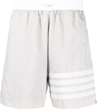 Thom Browne 4-Bar stripe track shorts - men - Polyamide/Cotton - 1 - Grey