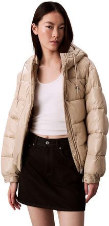 Calvin Klein Jeans Womens SHINE PUFFER JACKET LV047D505G Jackets, Brown (Island Fossil), XXS