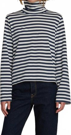 Nation Ltd Neo Mock Neck T-Shirt In Seascape Stripe