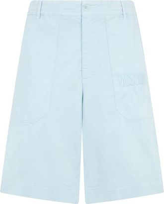 Moschino Korte Broeken, Heren, Blauw, L, Katoen, Shorts met geborduurd logo