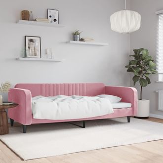 vidaXL Sof&aacute; Cama Terciopelo Rosa 100x200 Cm Vidaxl