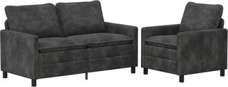 vidaXL Juego De Sof&aacute; 2 Uds. Gris Oscuro Poli&eacute;ster Vidaxl