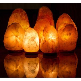 Trade Shop Trade Shop - Lampada Pietra Di Sale Himalayano Con Base In Cedro Allevia Stress Purifica Aria - -kg. 4-6