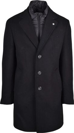 Manuel Ritz Black Wool-Blend Tailored Coat