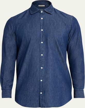 Massimo Alba Mens Classic-Fit Denim Western Shirt