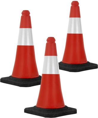 ECD Germany Ecd Germany 3x Cono De Tr&aacute;fico Obra Pieza De Se&ntilde;alizaci&oacute;n Emergencia Color Rojo Y Blanco 51 Cm De Altura Con Base Pesada Y Robusto Pil&oacute;n De Seguridad 