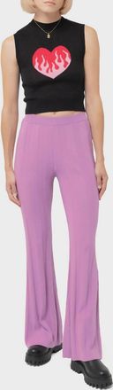 Another Girl Wide Rib Knit Trouser Pants In Lilac