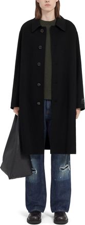 Maison Margiela Black Coat with Classic Collar and Button Closure