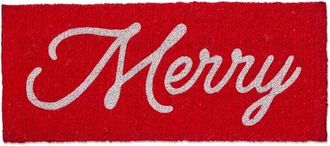 Tag Merry Estate Coir Door Mat Natural Christmas Doormat Red at Nordstrom, Size Medium