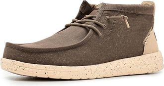 Hey Dude Wally Mid Gripr Stretch Canvas Mens Shoes Teak Brown/Multi : 14 M, Textile