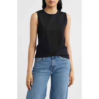 Mavi Cotton Muscle Tank in Black at Nordstrom, Size Medium