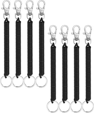Vin beauty 8Pcs Stretchy Spiral Keyring, Retractable Coil Springs Keychains with Lobster Clasp Plastic Keychain Spring Key Holder for Keys Wallet Phone Backpack 